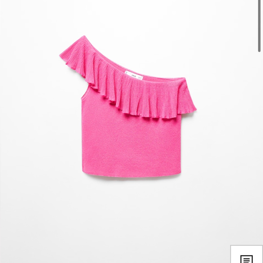 Mango Hot Pink One-Shoulder Ruffle Top